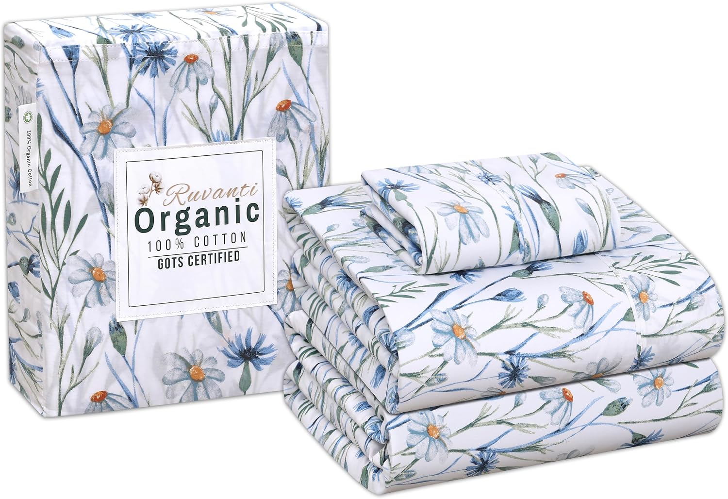 Ruvanti 100% Cotton Organic Percale Sheets Twin XL Size – Crisp Cooling Bed Sheets for Hot Sleepers, Deep Pocket 15”, Soft Peach Finish, Br…