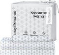 Twin Fitted Sheet with 18" Deep Pockets, Flat Sheet - Percale Weave Natural - Breathable 100% Cotton Bedding, 1 Fitted Sheet + 1 Flat…