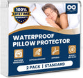 EverlastingComfort 100% Stain Resistant & Waterproof Standard Size Pillow Protectors with Zipper Set of 2 - Bed Bug & Dust Mite Proof White…
