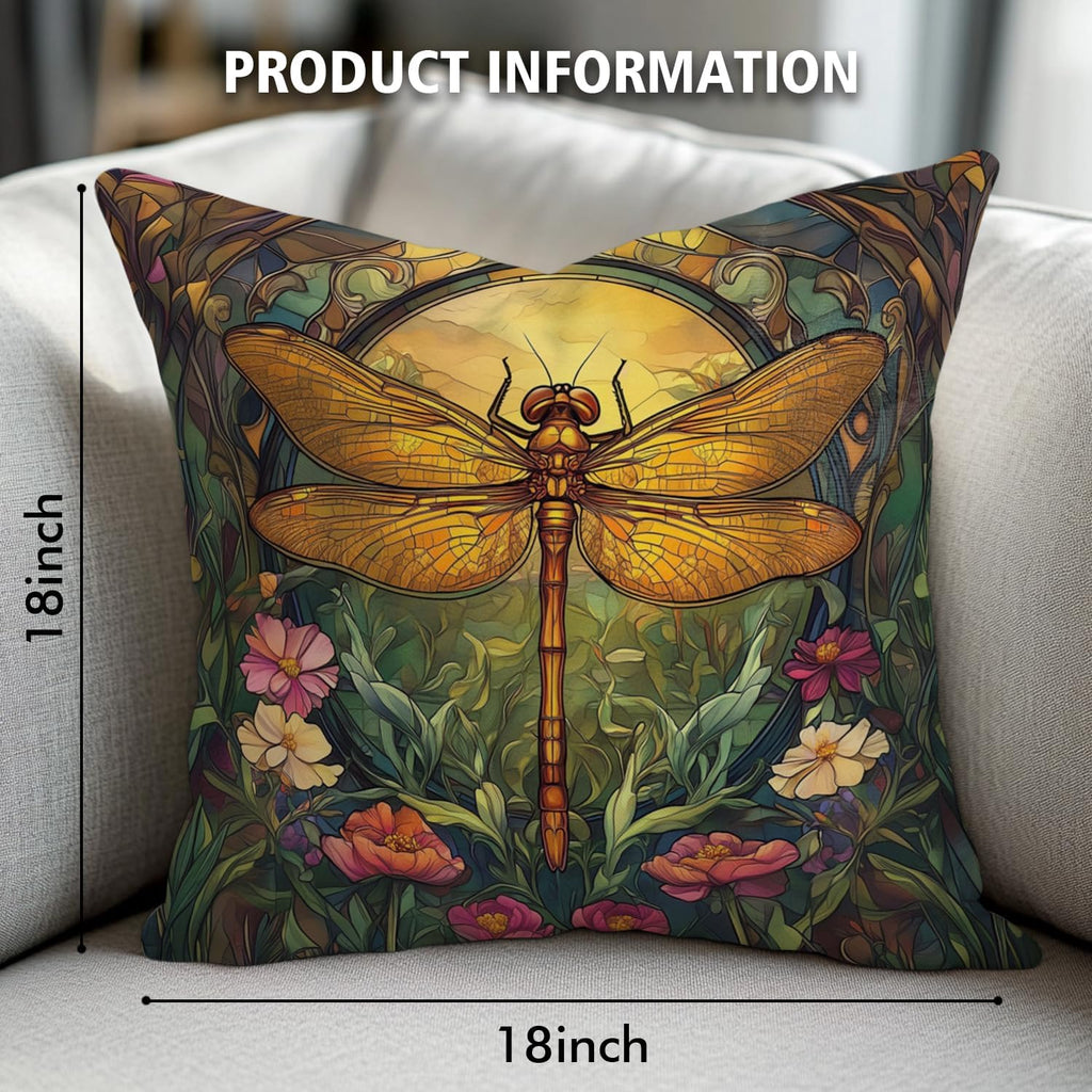 YOU FOUND ME William Morris Abstract Vintage Floral Dragonfly Design Throw Pillow Covers Home Decor, Retro Art Decor Pillowcase Cushion…