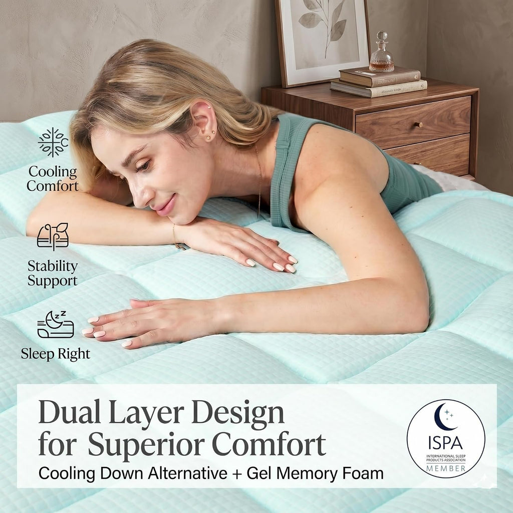 Novilla Full 3 Inch Dual Layered Mattress Topper with 2 Inch Gel Memory Foam & 1 Inch Cooling Pillow Top Cover, Pressure Relieving Breathab…