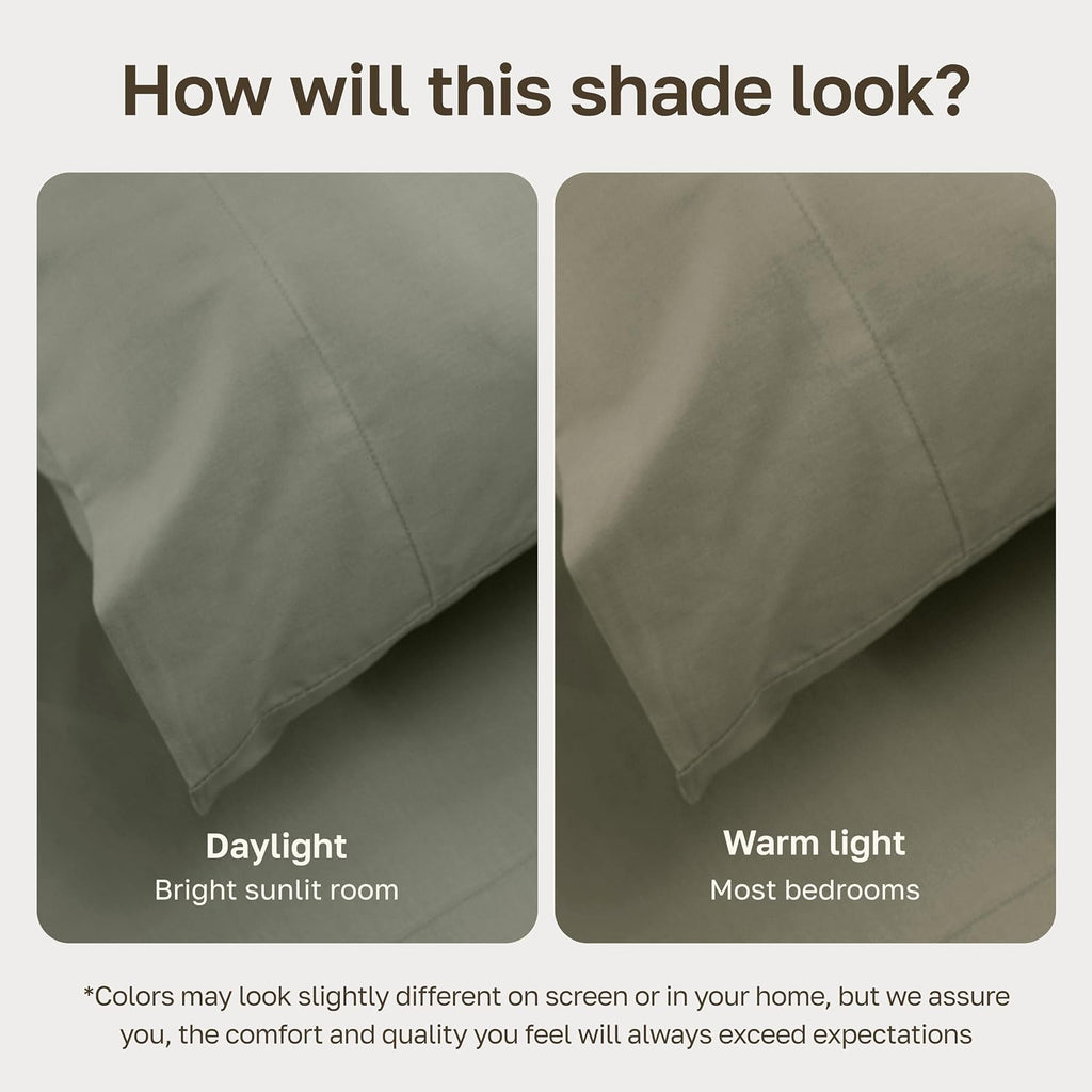 CaliforniaDesignDen California Design Den 100% Egyptian Cotton Pillowcases King Size Set of 2 - Crisp Percale Feel, Soft & Breathable Envel…