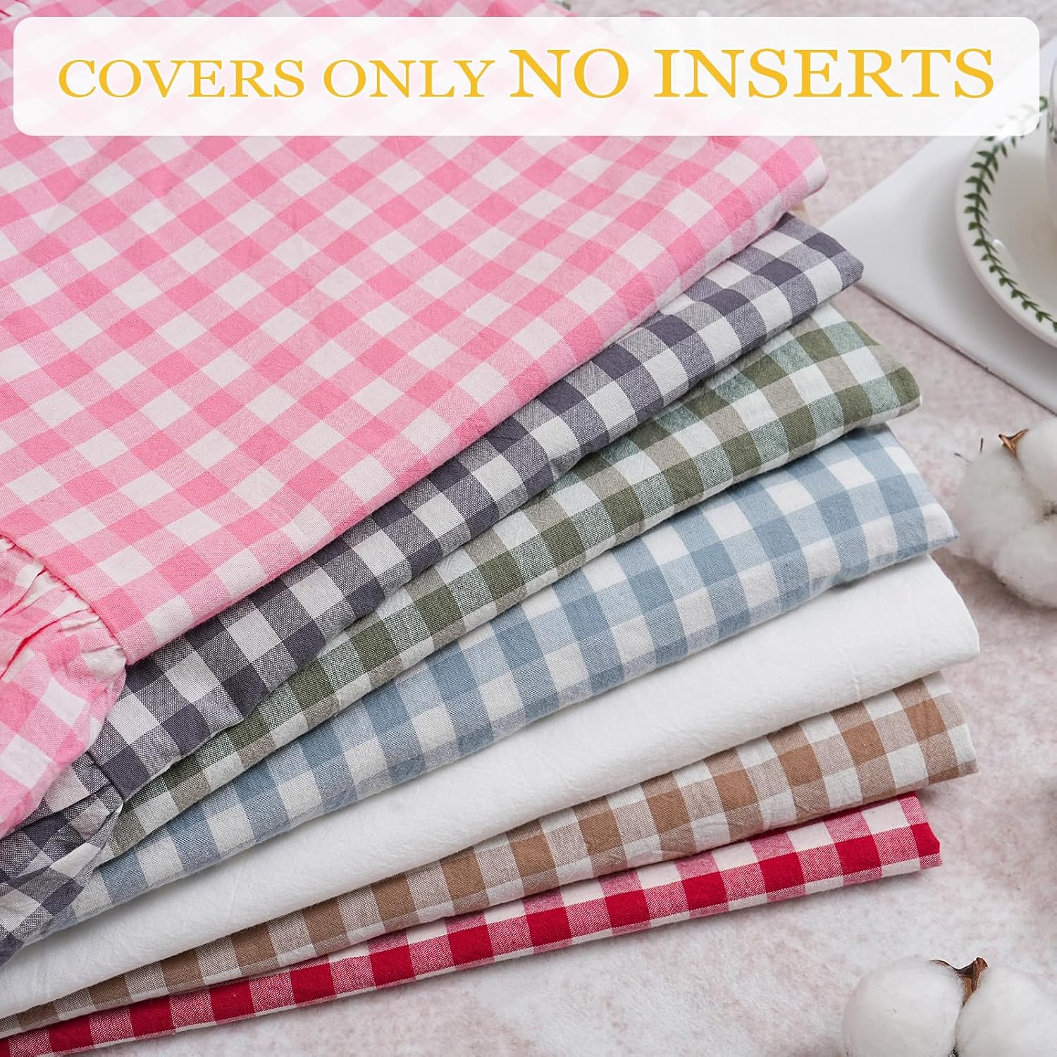 Qilunn 14x36 inches Red/White Plaid Ruffle Lumbar Gingham Pillow Sham 1 Piece, Pure Cotton Decor Pillowcase Farmhouse Pillow Cover for Bedd…