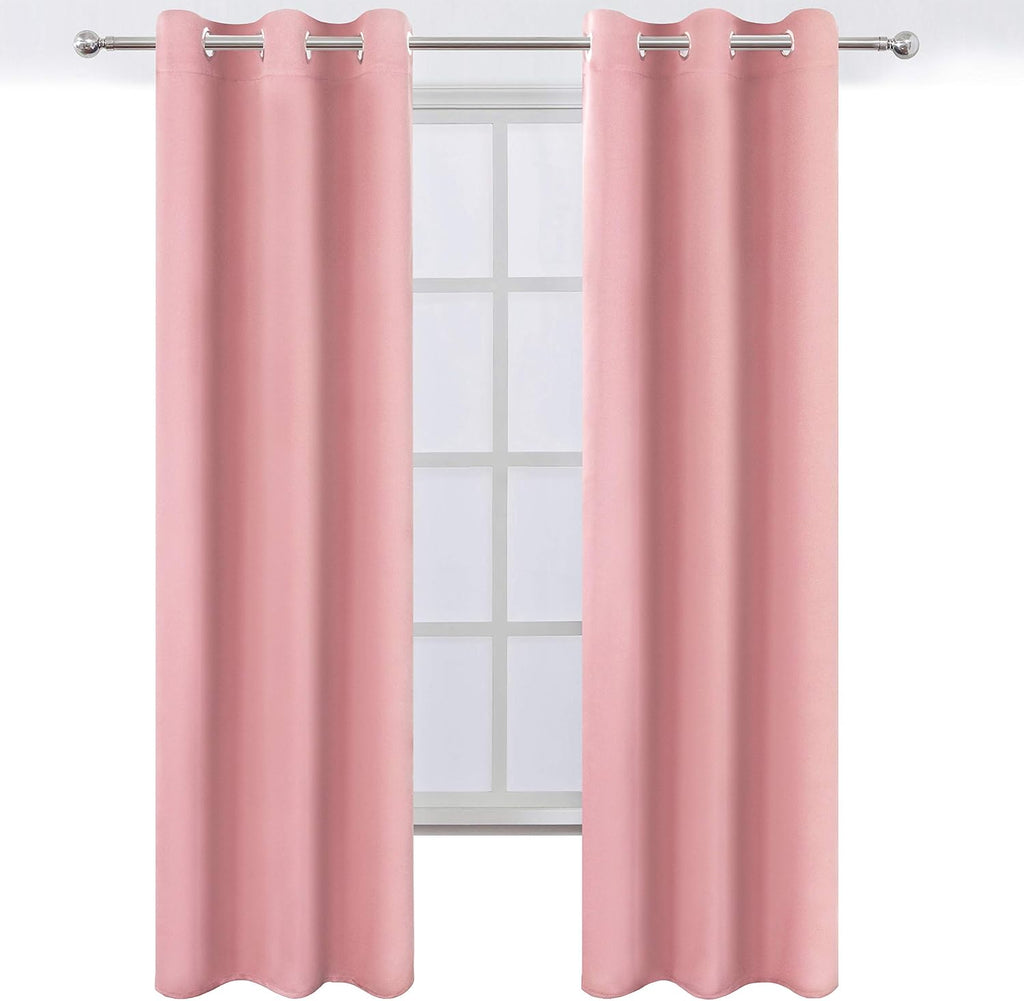 Lemomo Pink Thermal Blackout Curtains/38 x 84 Inch/Set of 2 Panels Room Darkening Curtains for Bedroom 84 Inch Pink