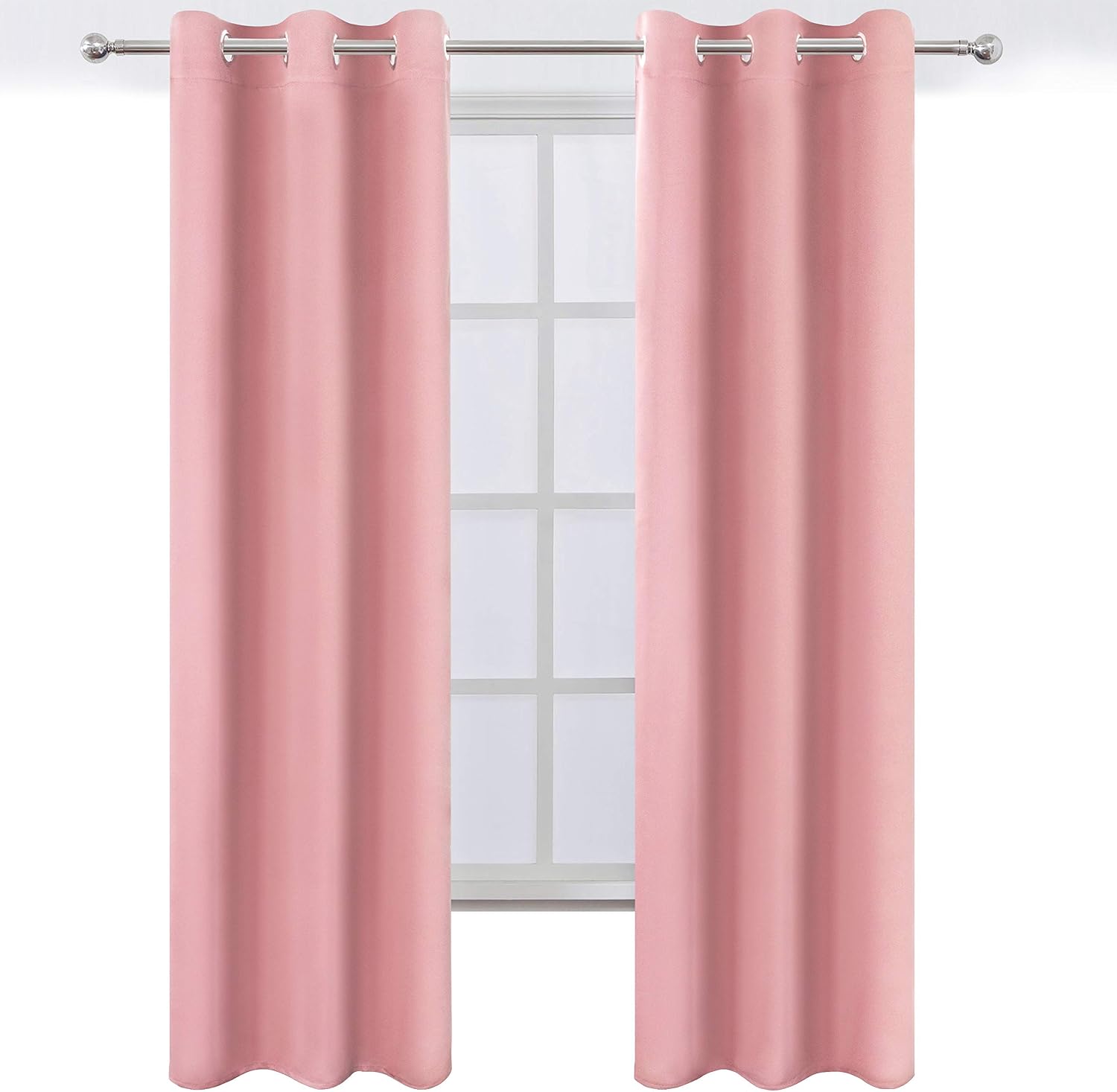 Lemomo Pink Thermal Blackout Curtains/38 x 84 Inch/Set of 2 Panels Room Darkening Curtains for Bedroom 84 Inch Pink