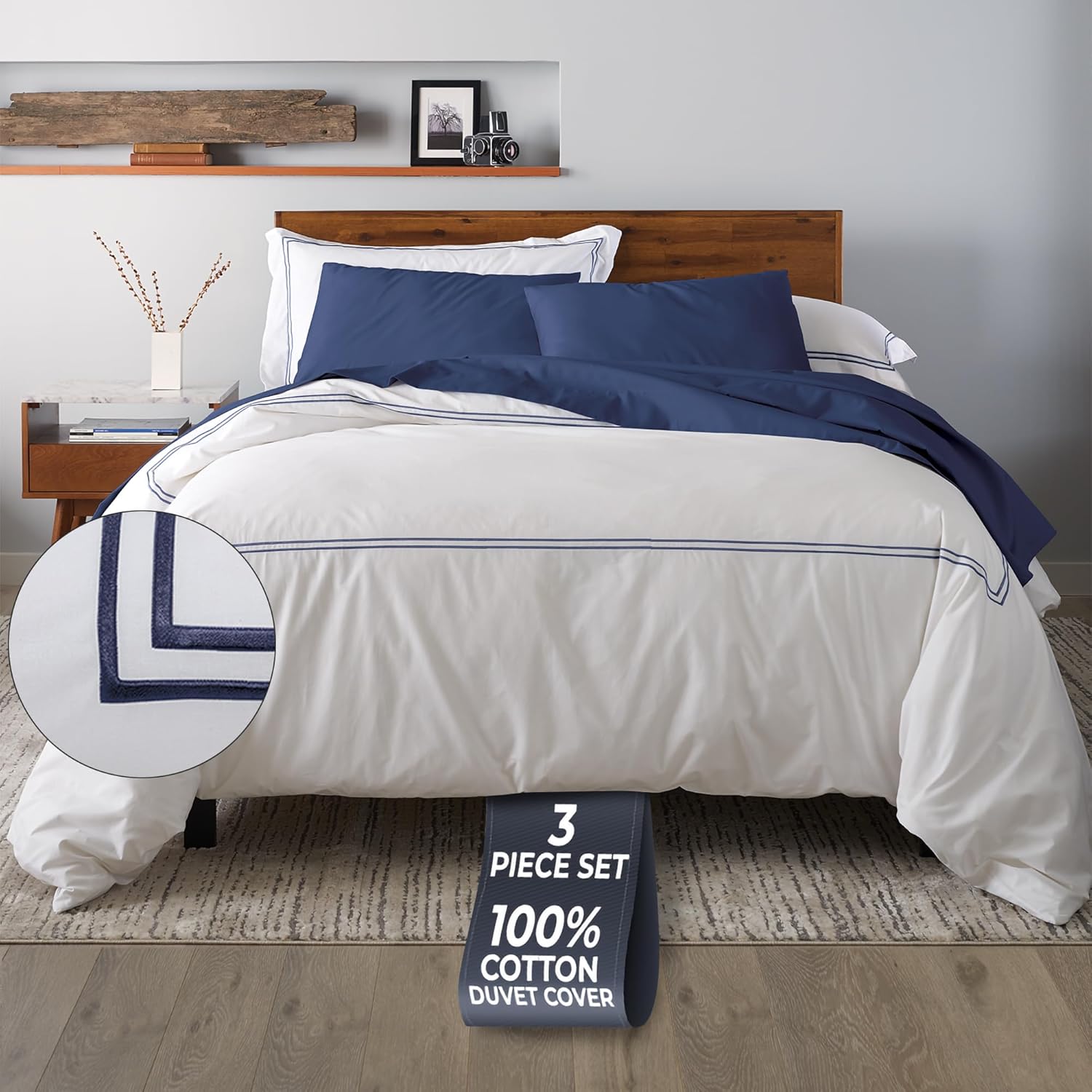 Ella Jayne Duvet Cover King (3 Pieces), 100% Cotton Percale, King/Cali King, Soft, Breathable & Lightweight Including King Duvet Cover (1…