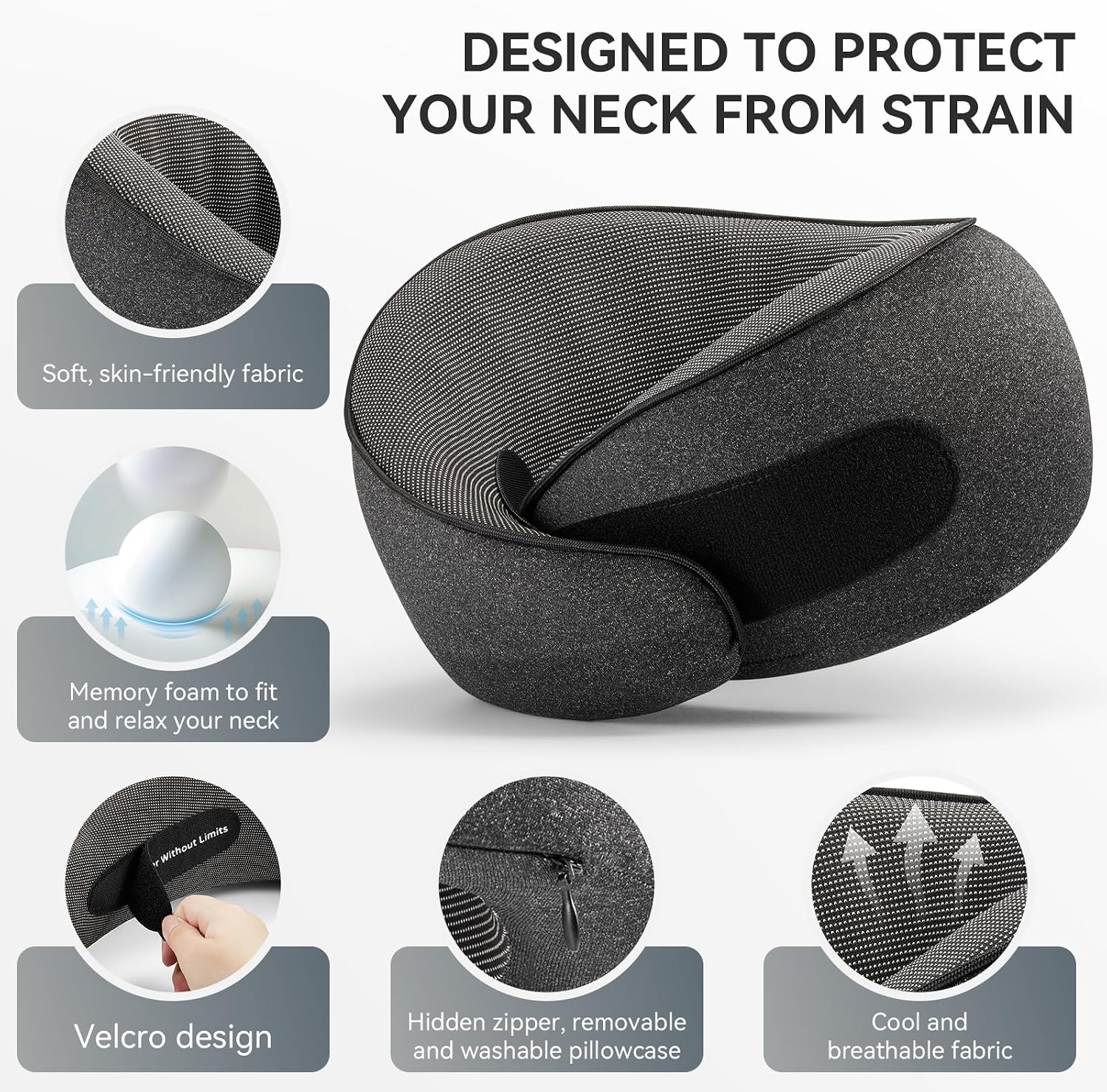 SZXYX Travel Pillows for Airplanes, 100% Pure Memory Foam Neck Pillow for Airplanes, Comfortable Breathable Cover, 360° Support Stowable…