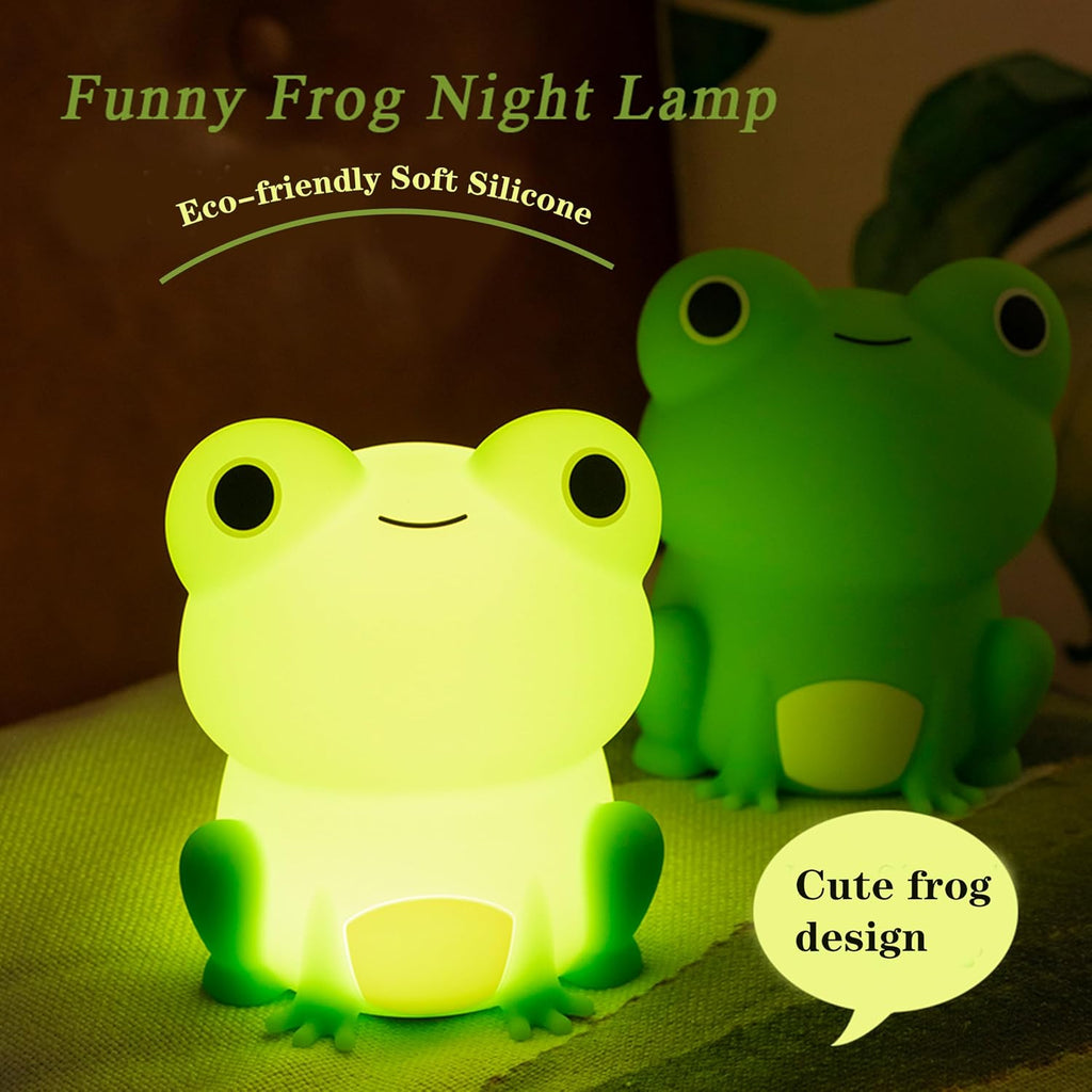 Led Cute Frog Night Light, Dimmable Timer Nursery Kawaii Lamps, Super Squishy Silicone USB Rechargeable Beside Lamp, Used for Camping…