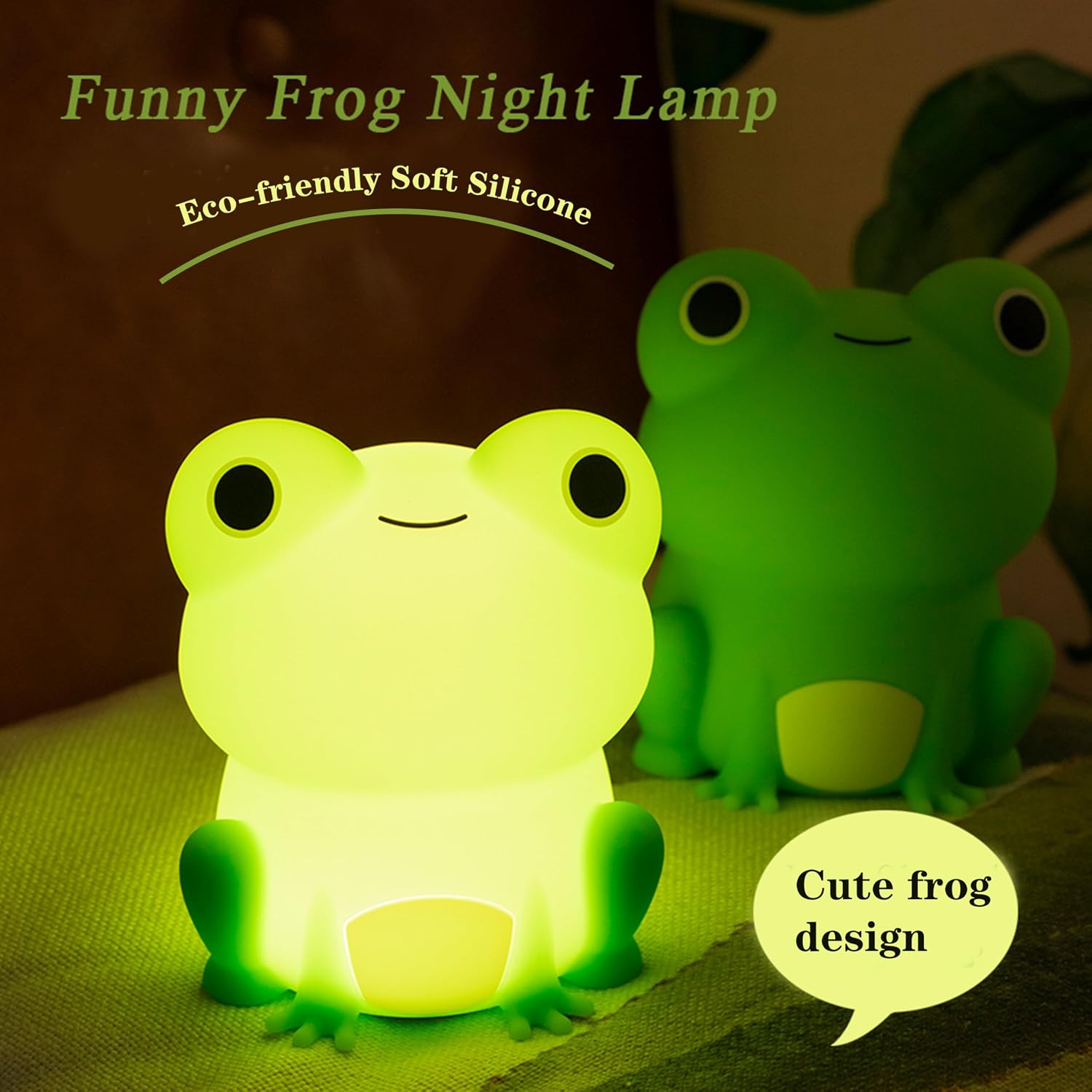 Led Cute Frog Night Light, Dimmable Timer Nursery Kawaii Lamps, Super Squishy Silicone USB Rechargeable Beside Lamp, Used for Camping…