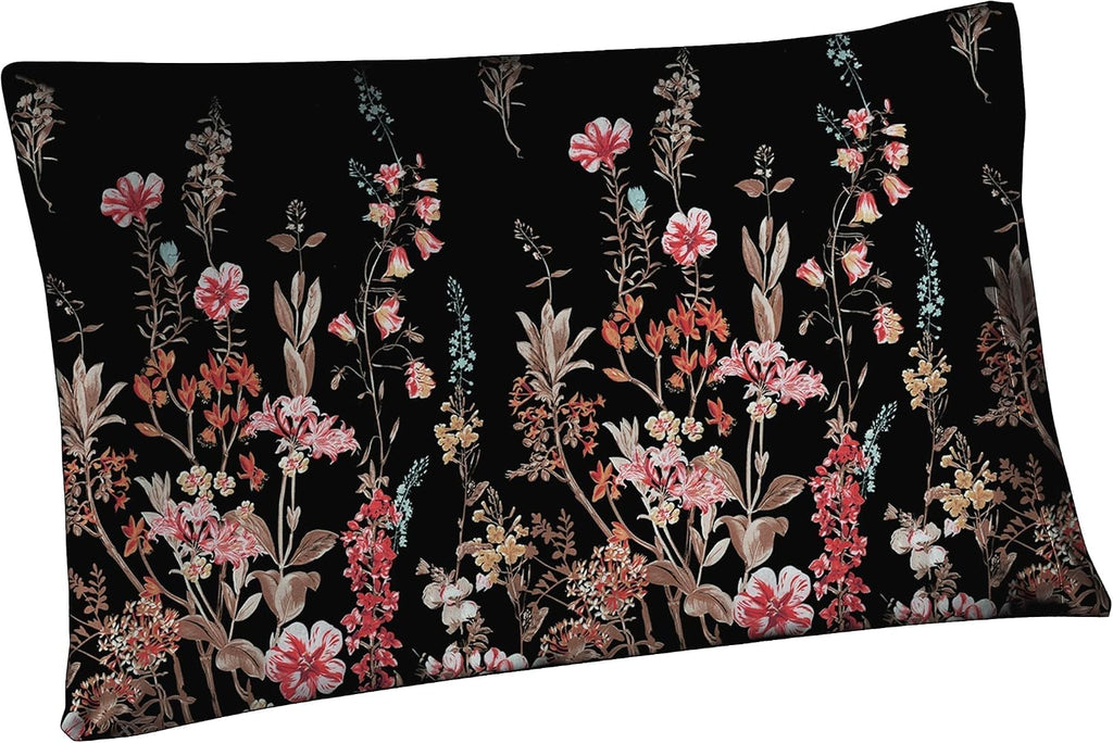 Mag 2 Pack Black Floral Pillowcases Standard Size 20"x26", Soft Microfiber Pillow Covers with Pink Botanical Print, Decorative Bedroom Pill…