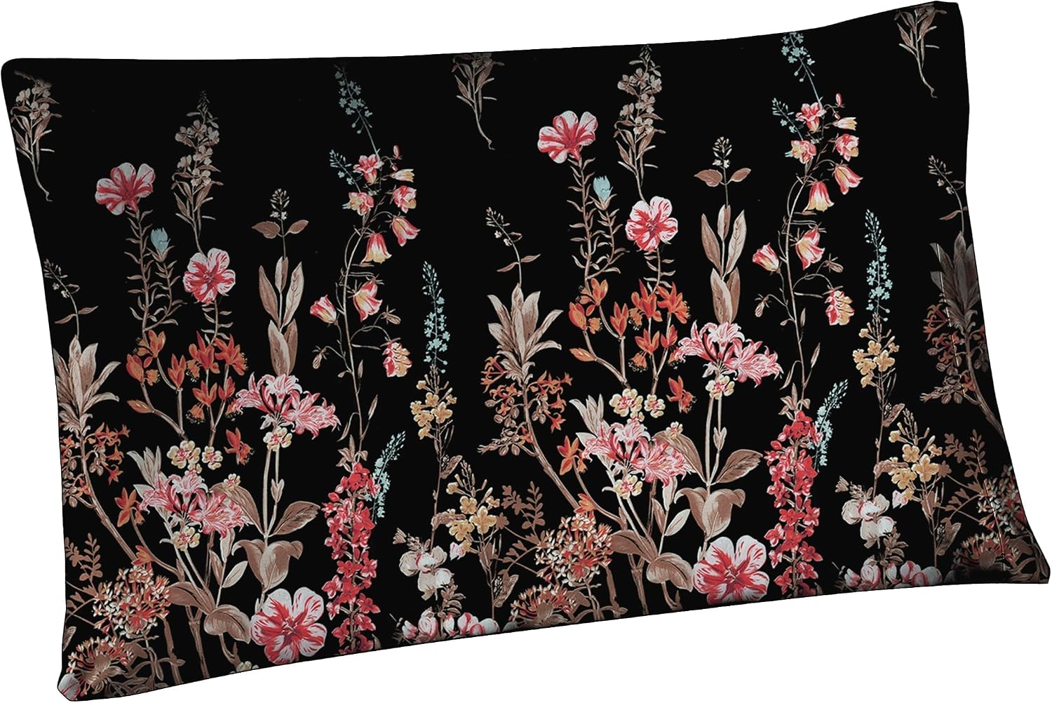 Mag 2 Pack Black Floral Pillowcases Standard Size 20"x26", Soft Microfiber Pillow Covers with Pink Botanical Print, Decorative Bedroom Pill…