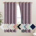 NICETOWN Chaise Mauve Vintage Linen 100% Blackout Curtains for Living Room, Thermal Insulated Curtains 48" Long, Noise Reducing Window…