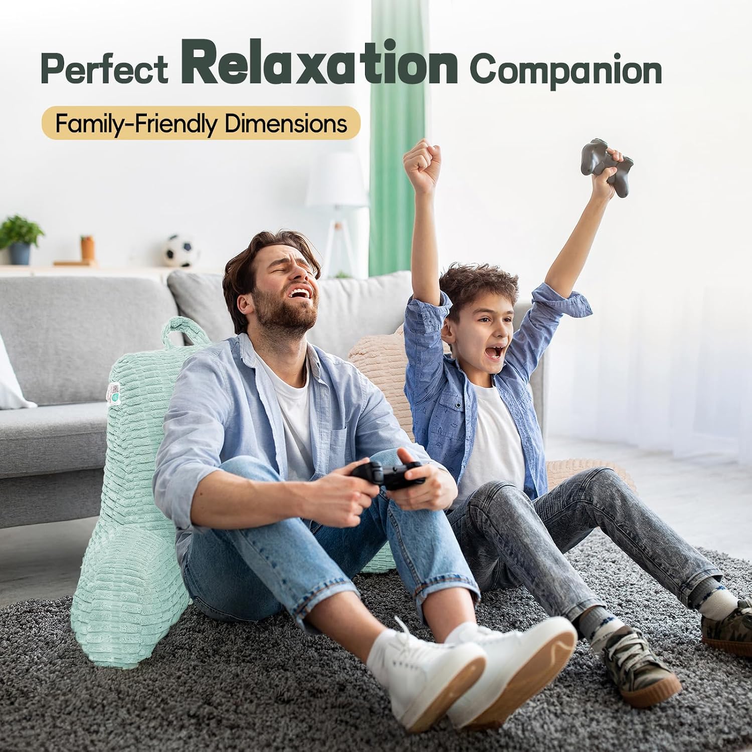 Luisof 21" Higher Large Reading Pillow for Bed Adult, Back Pillow for Bed Sitting Up with Memory Foam Back Support with Arms Rest for Couch…