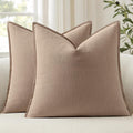 Anroduo Pack of 2 Decorative Linen Pillow Covers Cream Neutral Farmhouse Boho Soild Cushion Case Soft Accent Pillowcase for Couch Sofa Bedr…