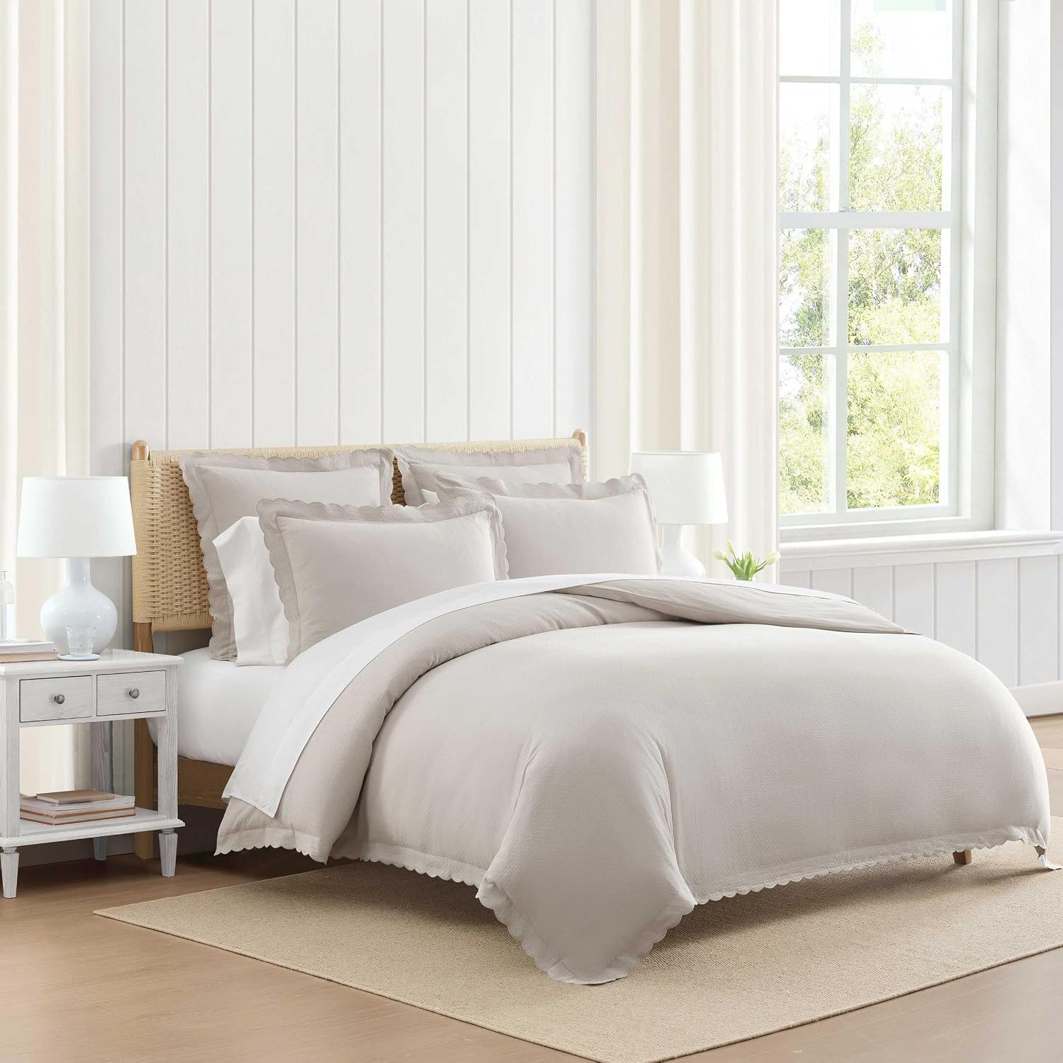 MarthaStewart Martha Stewart - Queen Duvet Cover Set, 100% Soft Cotton Blend Bedding, Corner Ties & Button Closure, 3 Piece Bed Set with Ma…