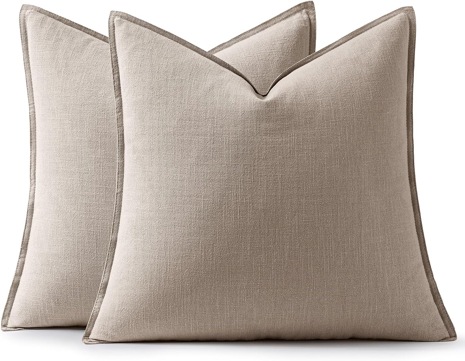 Anroduo Pack of 2 Decorative Linen Pillow Covers Natural Linen Neutral Farmhouse Boho Soild Cushion Case Soft Accent Pillowcase for Couch S…