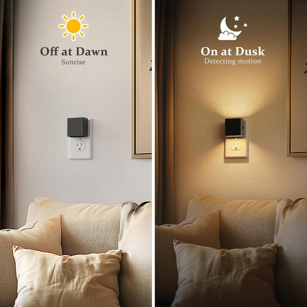 JandCase Night Light, Automatic Night Lights Plug into Wall, 4 Pack Modern Night Lights with Auto Light Sensor, 3000K Brightness…