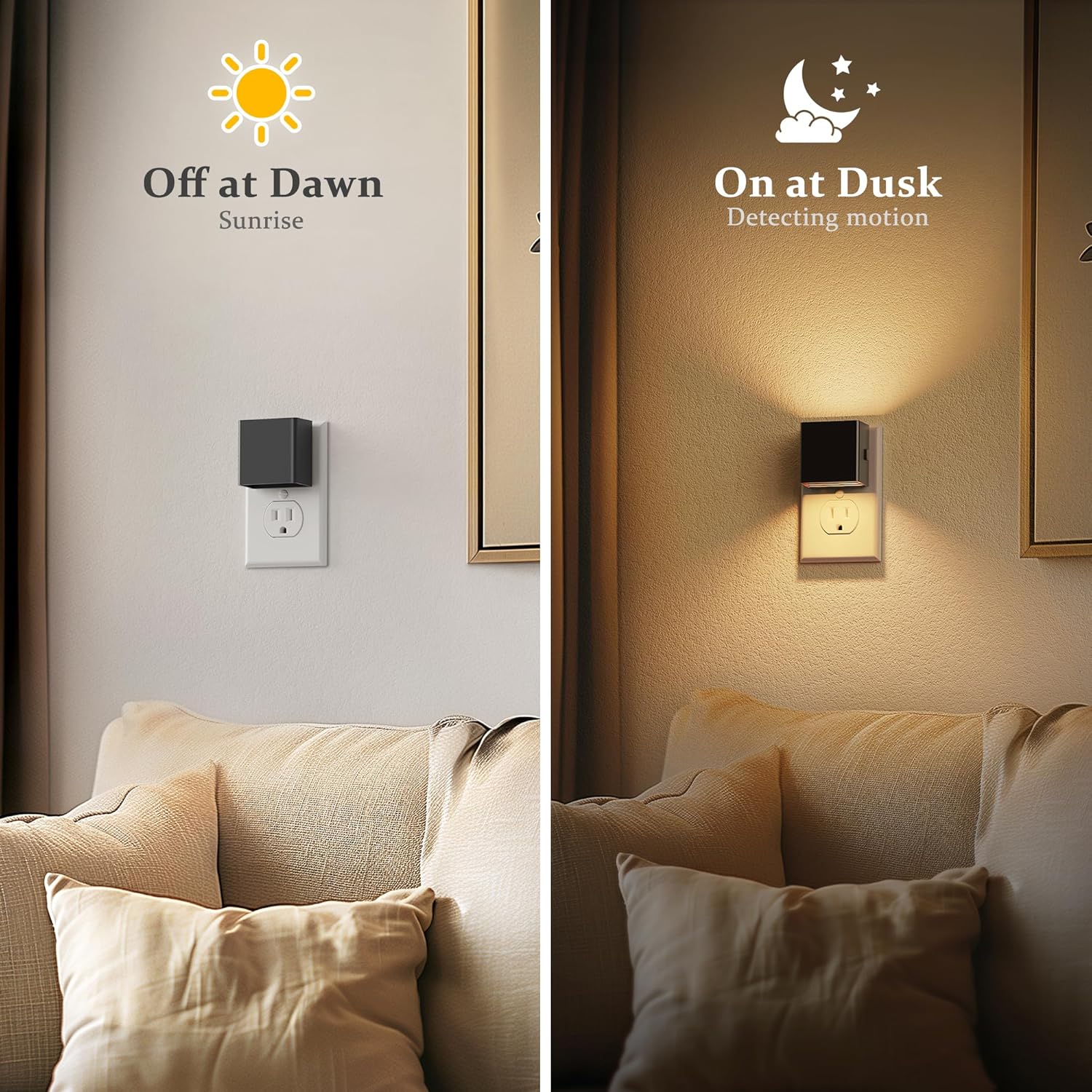 JandCase Night Light, Automatic Night Lights Plug into Wall, 2 Pack Modern Night Lights with Auto Light Sensor, 3000K Brightness…