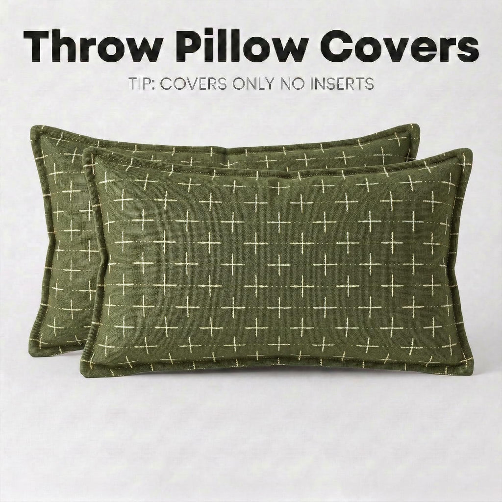 AVOINcolorlife AVOIN colorlife Pack of 2 Decorative Throw Pillow Covers 20x12 Inch, Flange Edges Woven Textured Cushion Case Home Decor for…