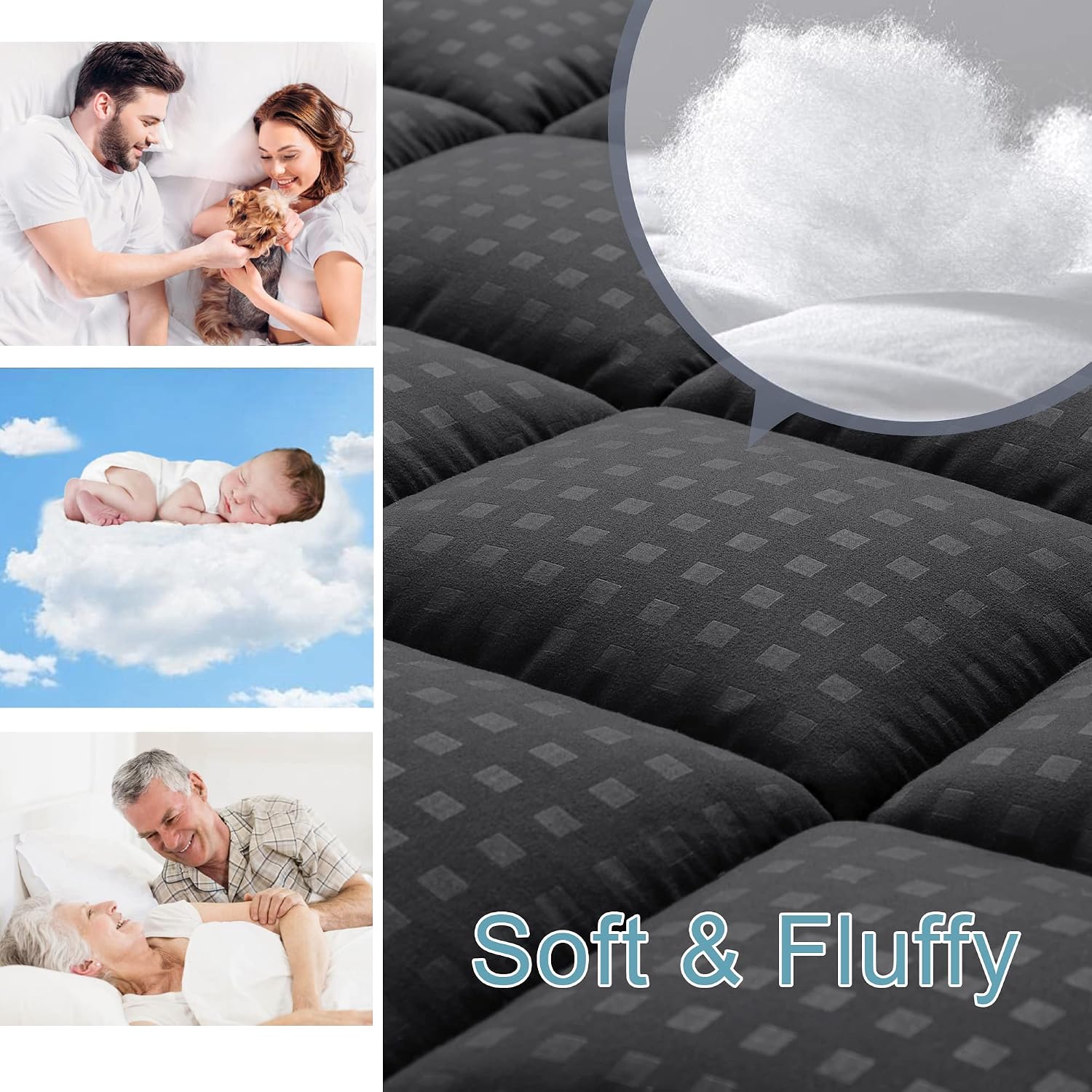 HYLEORY Full Mattress Pad Quilted Fitted Mattress Protector Cooling Pillow Top Mattress Cover Breathable Fluffy Soft Mattress Topper with…
