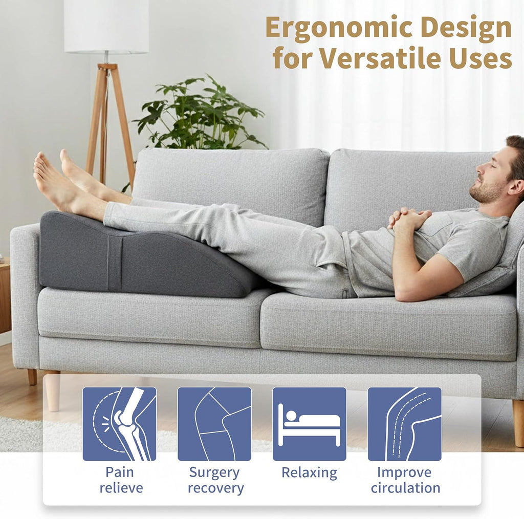 itcozy Leg Elevation Pillow with Soft Memory Foam, Wedge Pillow for Reading, Rest, Surgery, Relieves Back, Swelling, Hip, Knee Pain and…