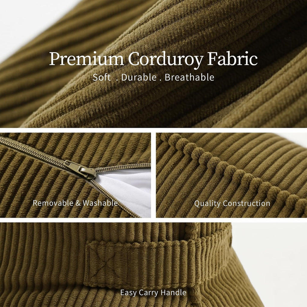 Ailuteie Pat. Pend. Corduroy Triangle Back Pillow with Lumbar Support, Sitting Support Cushion for Bed or Sofa, Relaxing Backrest Pillow, M…