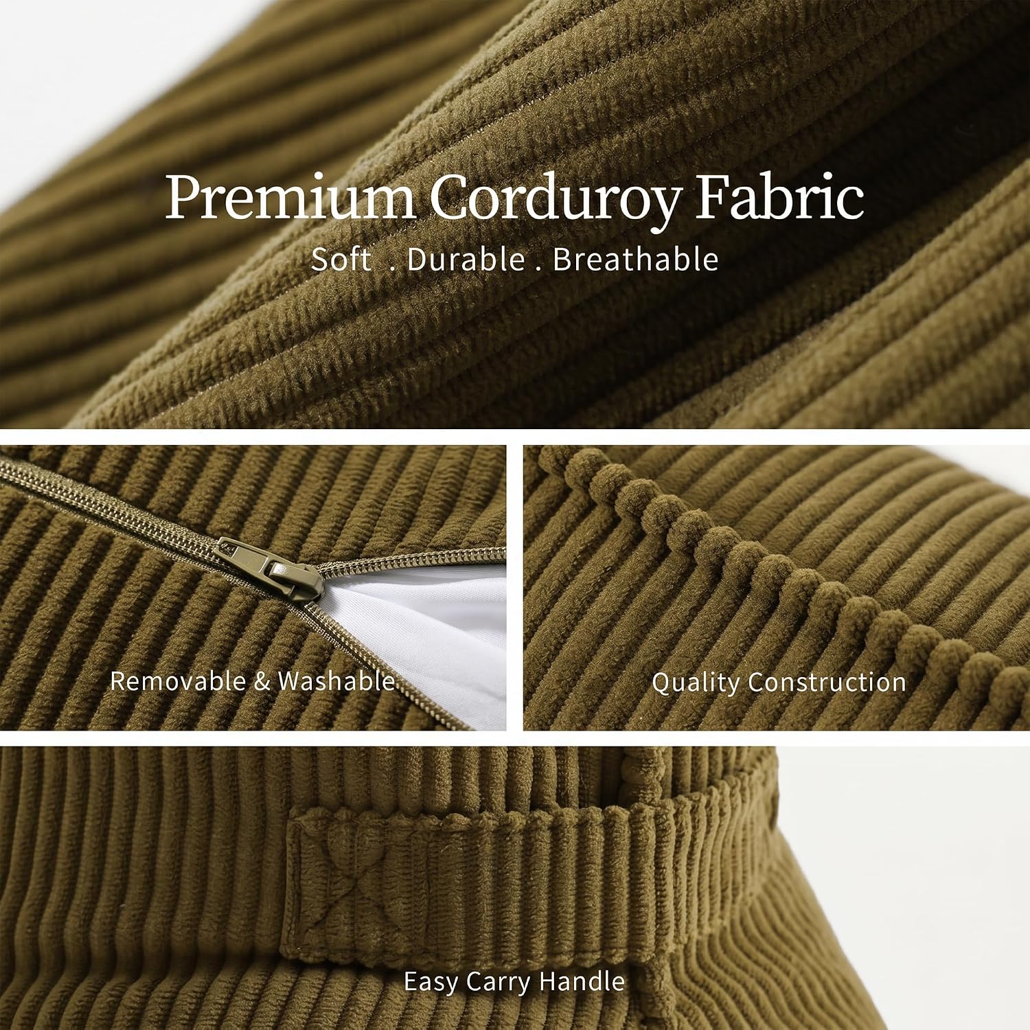 Ailuteie Pat. Pend. Corduroy Triangle Back Pillow with Lumbar Support, Sitting Support Cushion for Bed or Sofa, Relaxing Backrest Pillow, M…