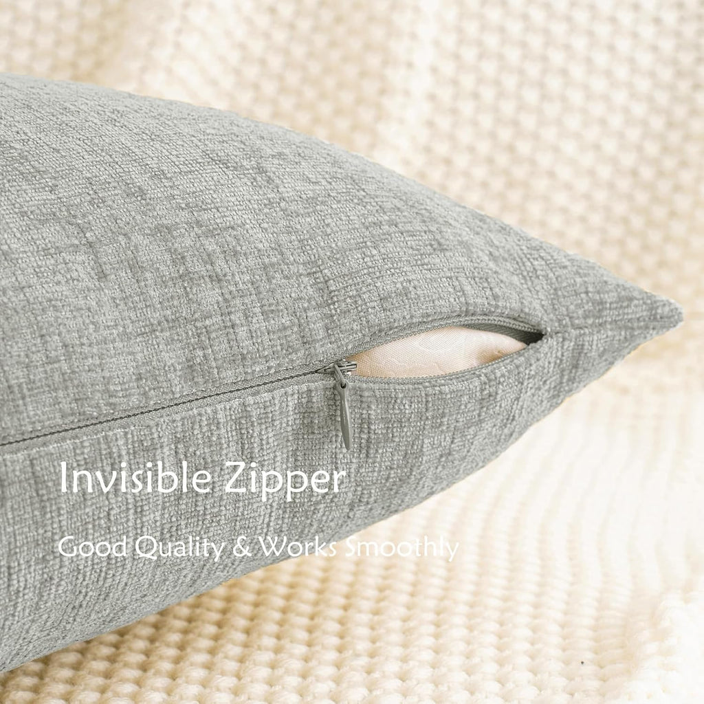 Hwy50 HWY 50 Gray Couch Pillow Covers 18x18 Inch Pack of 2, Soft Chenille Decorative Throw Pillow Cases Farmhouse for Sofa Living Room Bed…