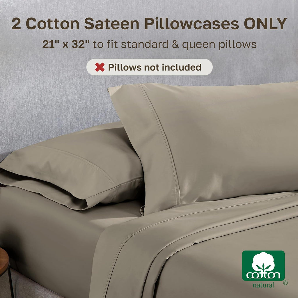 CaliforniaDesignDen California Design Den Standard Queen Size Pillowcase Set - 400 Thread Count, 100% Cotton Sateen, Set of 2 Pillow Covers…