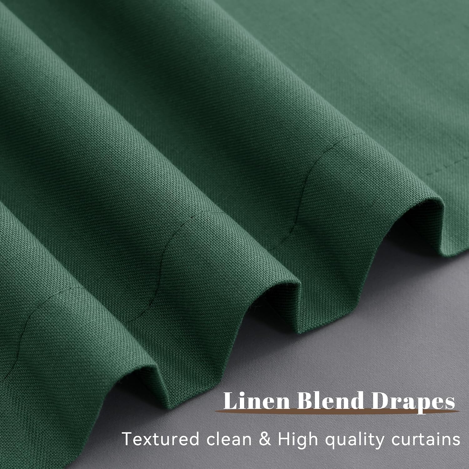 Guken Green Linen 100% Blackout Curtains 120 Inches Long 2 Panels Set Modern Room Darkening Black Out Thermal Insulated Noise Cancelling Pa…
