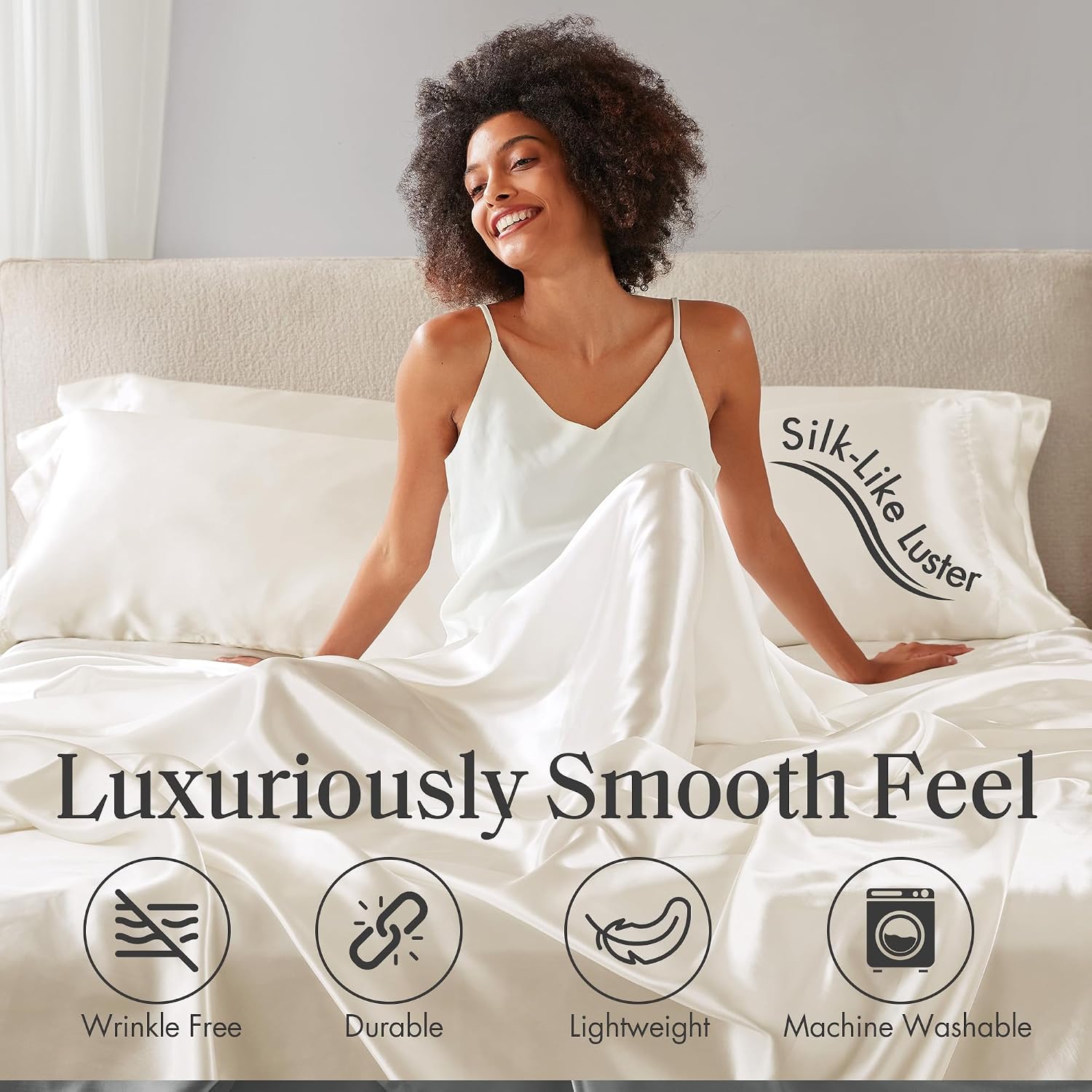 Madisonpark Madison Park Essentials Satin Sheet Set Luxury and Silky with Natural Sheen, Elastic 14" Pocket fits up to 16" Mattress, All Ar…