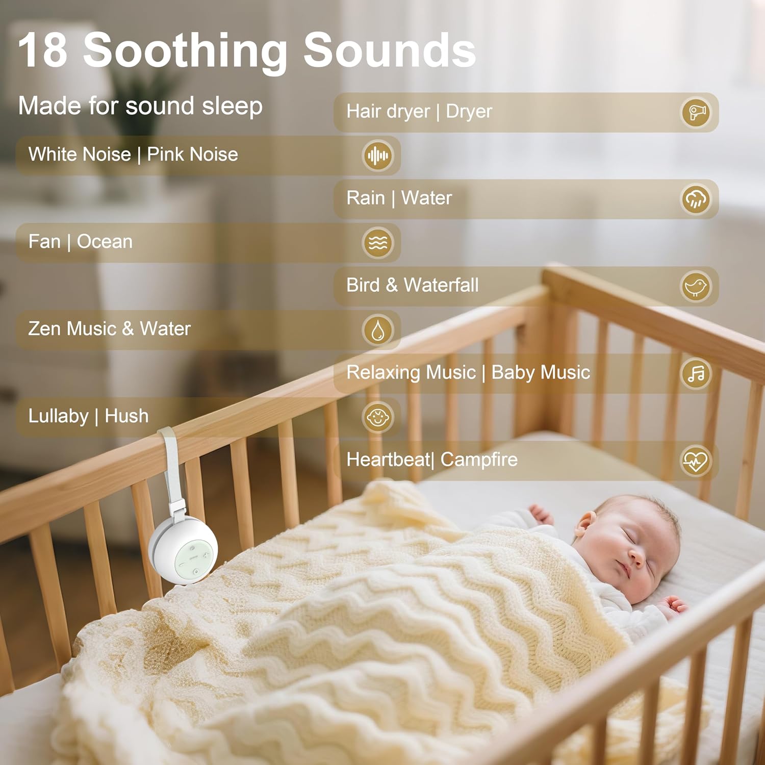 Wobrikosee Portable Sound Machine for Baby Kids Adults, USB Rechargeable White Noise Machine with Timer Function,18 Smooth Sounds, 256-Colo…