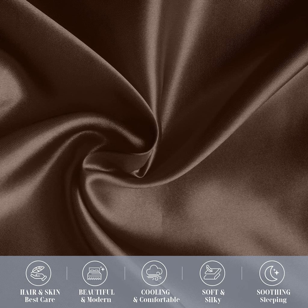 Elegantcomfort Elegant Comfort 2-PACK Cooling Viscose Satin Pillowcase Set with Hidden Zipper closure, Silky Smooth for Hair and fabric…
