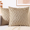 decorUhome Summer Couch Throw Pillow Covers 20x20 Set of 2, Decorative Soft Plush Faux Fur Wool Accent Pillow Covers for Modern Farmhouse B…