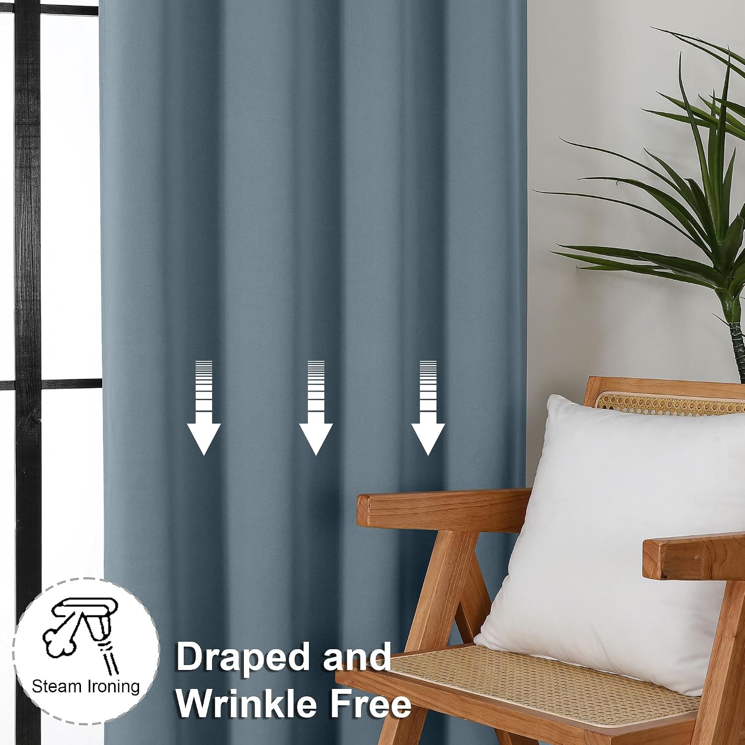 Simplebrand Ava Stone Blue Blackout Curtains for Bedroom 84 Inch Length 2 Panels Set, Solid Thermal Insulated Privacy Living Room Window Tr…