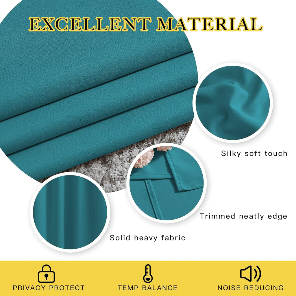 Nicetown Peacock Teal Blackout Curtains 84inch Length 2 Panels Set - Chic Thermal Insulated Grommet Room Darkening Window Drapes for Bedroo…