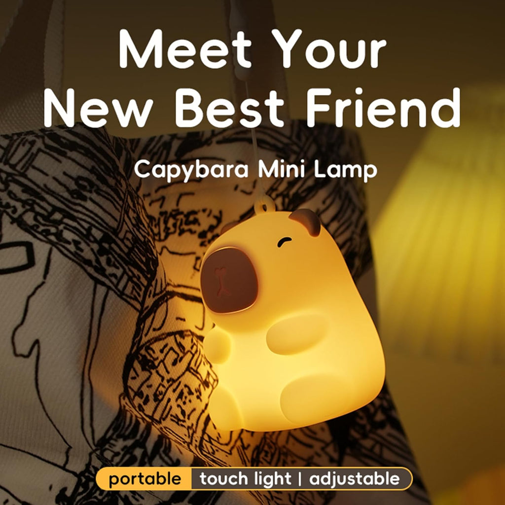Mini Capybara Night Light, 7 Colors Dimmable Bedside Lamp, Touch Control Night Lamp, Used for Camping Party Room Decor (Mini Capybara)