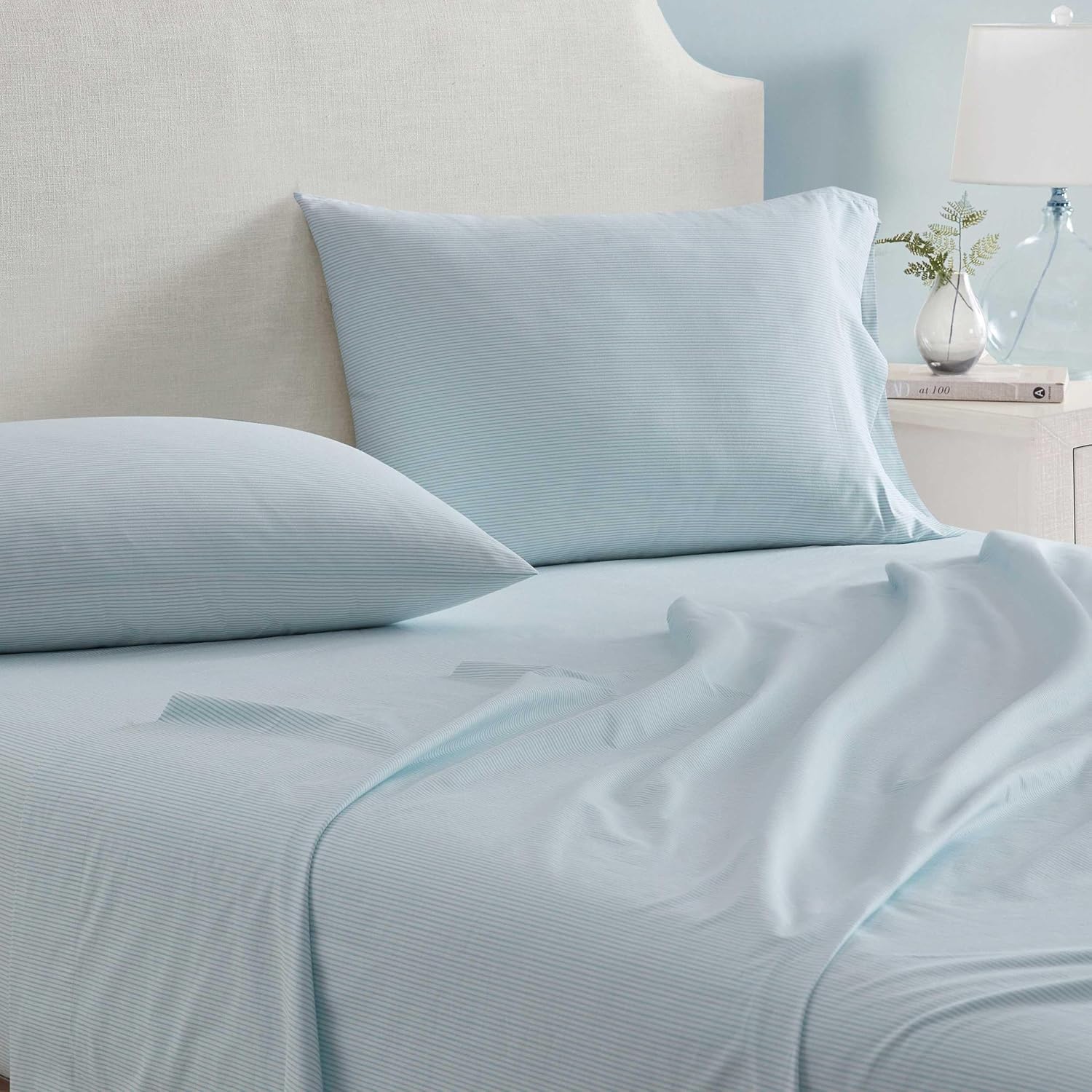 MarthaStewart Martha Stewart - Queen Size Sheets Set, Crisp & Tailored Cooling Sheets w/a Naturally Smooth Cotton Percale Lightweight Feel…