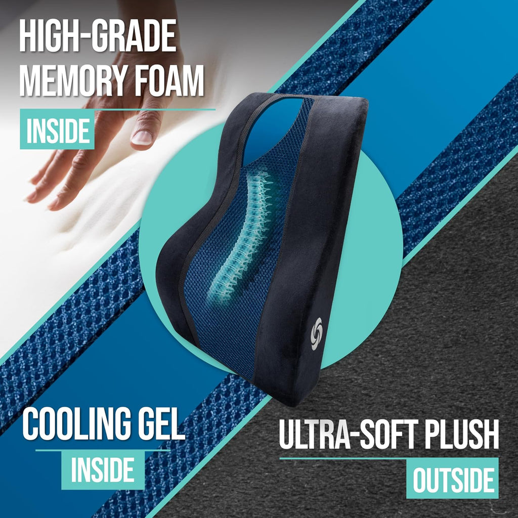 Samsonite Memory Foam Lumbar Support Pillow, Ergonomic Back Cushion for Office Chair, Gaming Chair, Auto Back Support with Cooling Gel…