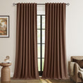 Guken Rustic Brown 100% Blackout Linen Curtains 108 Inch Length 2 Panels Set for Living Room Bedroom Back Tab Thermal Insulated Black Out D…