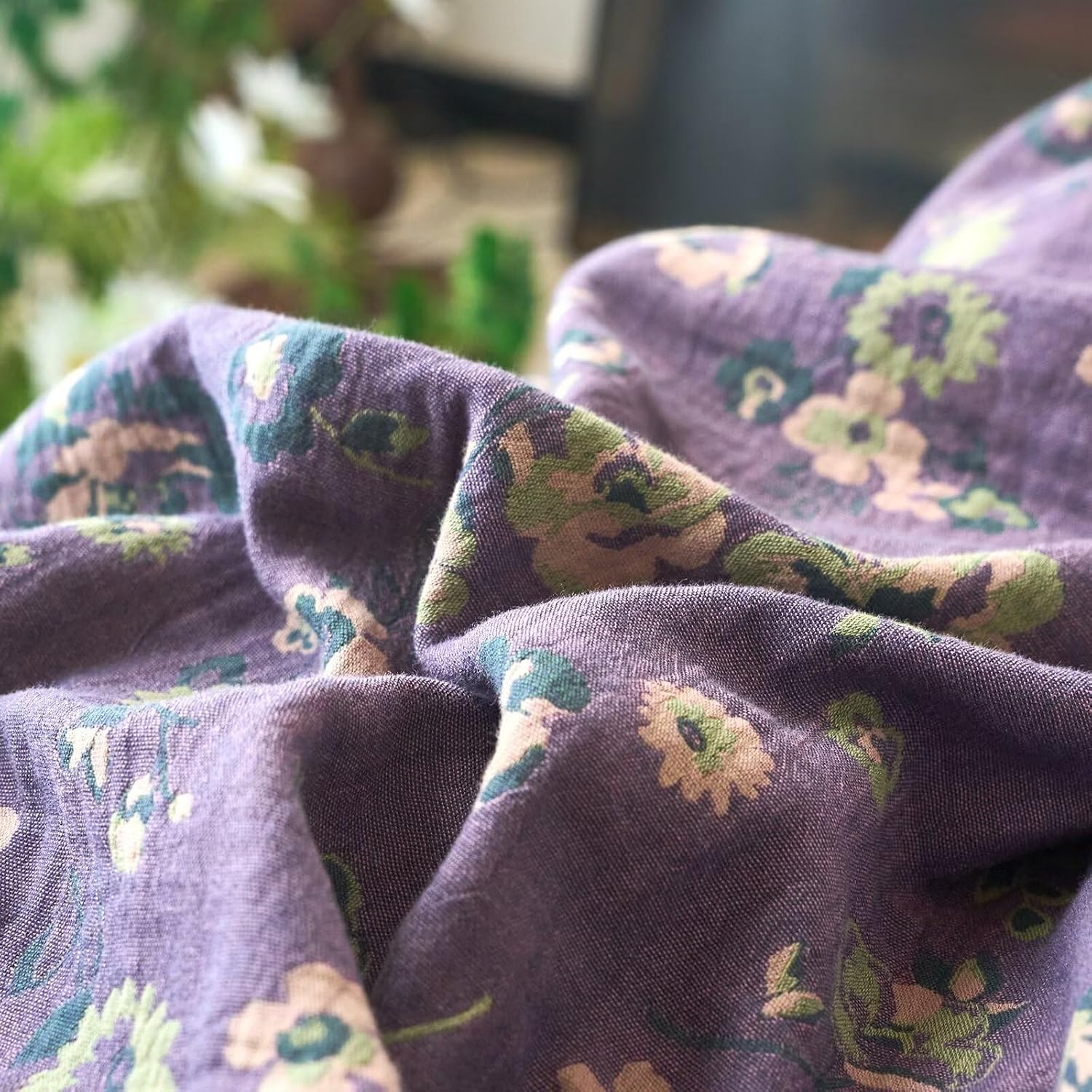 mixinni Vintage Floral Duvet Cover King Set - Purple & Green Reversible Jacquard, 100% Yarn-Dyed Double-Layer Cotton, Breathable Luxury Bed…