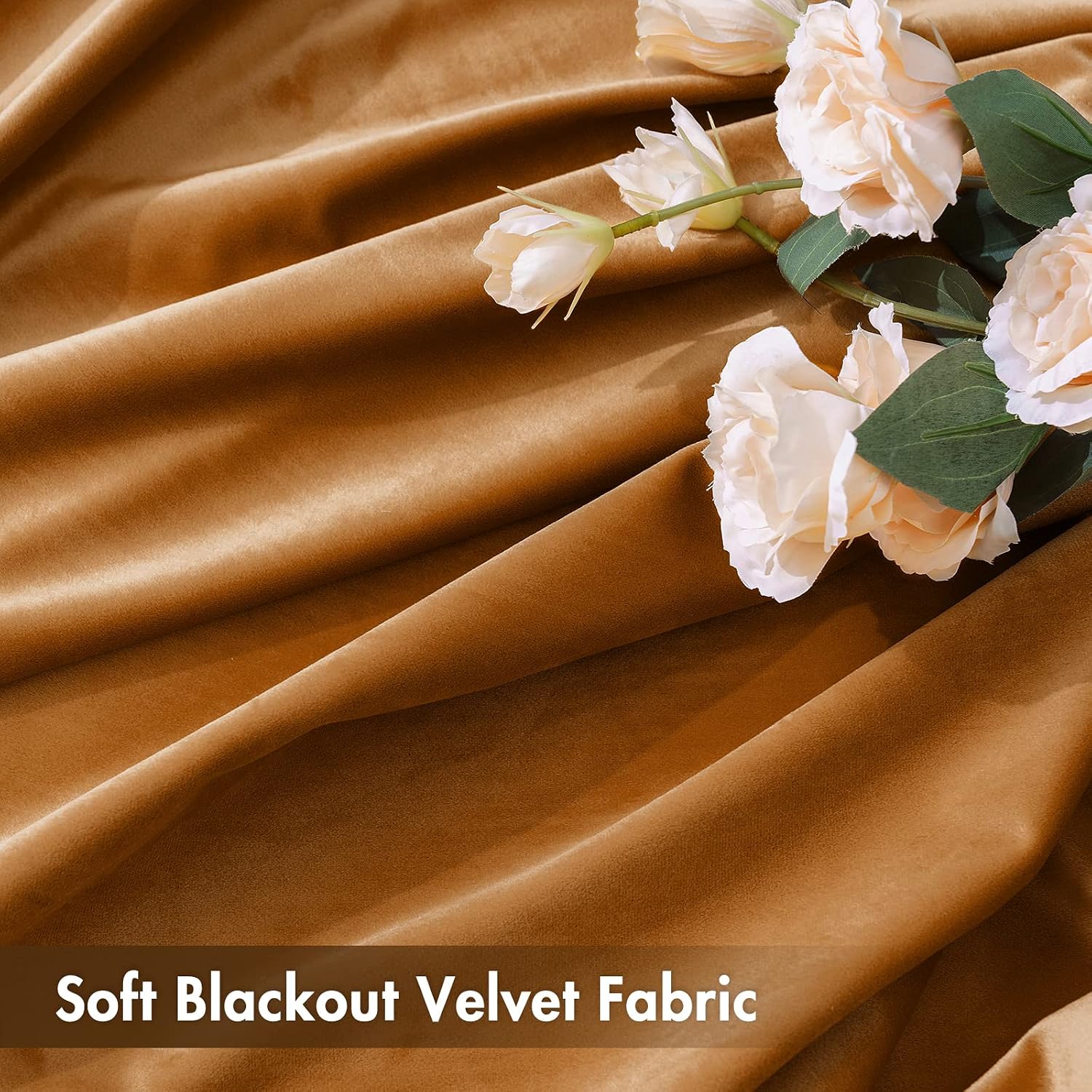 MIULEE Gold Brown Velvet Curtains Thermal Insulated Blackout Curtain Fall Drapes for Bedroom Living Room Darkening 84 Inches Long…
