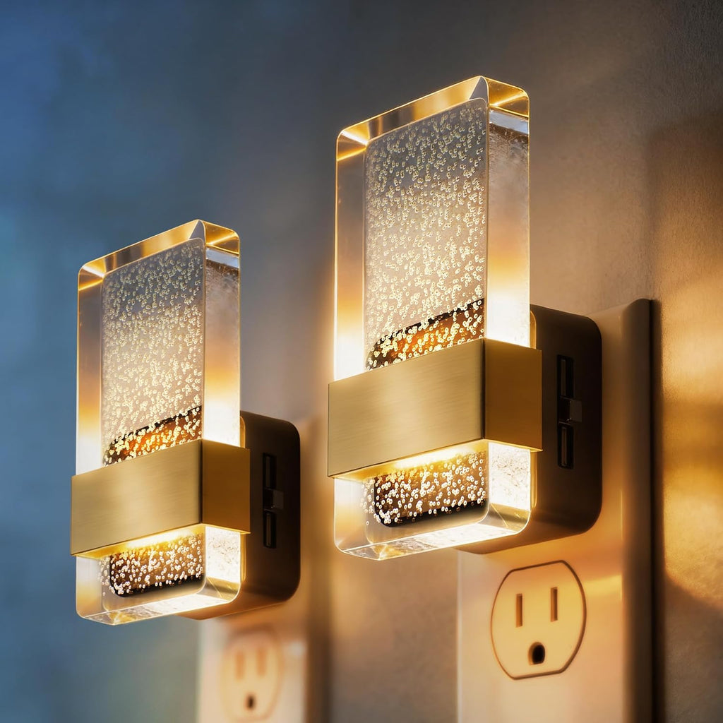 DORESshop LED Night Lights Plug Into Wall [2 Pack], 0-100LM Dimmable Nightlight, Bubble Decorative Night Light with Dusk-to-Dawn Sensor…