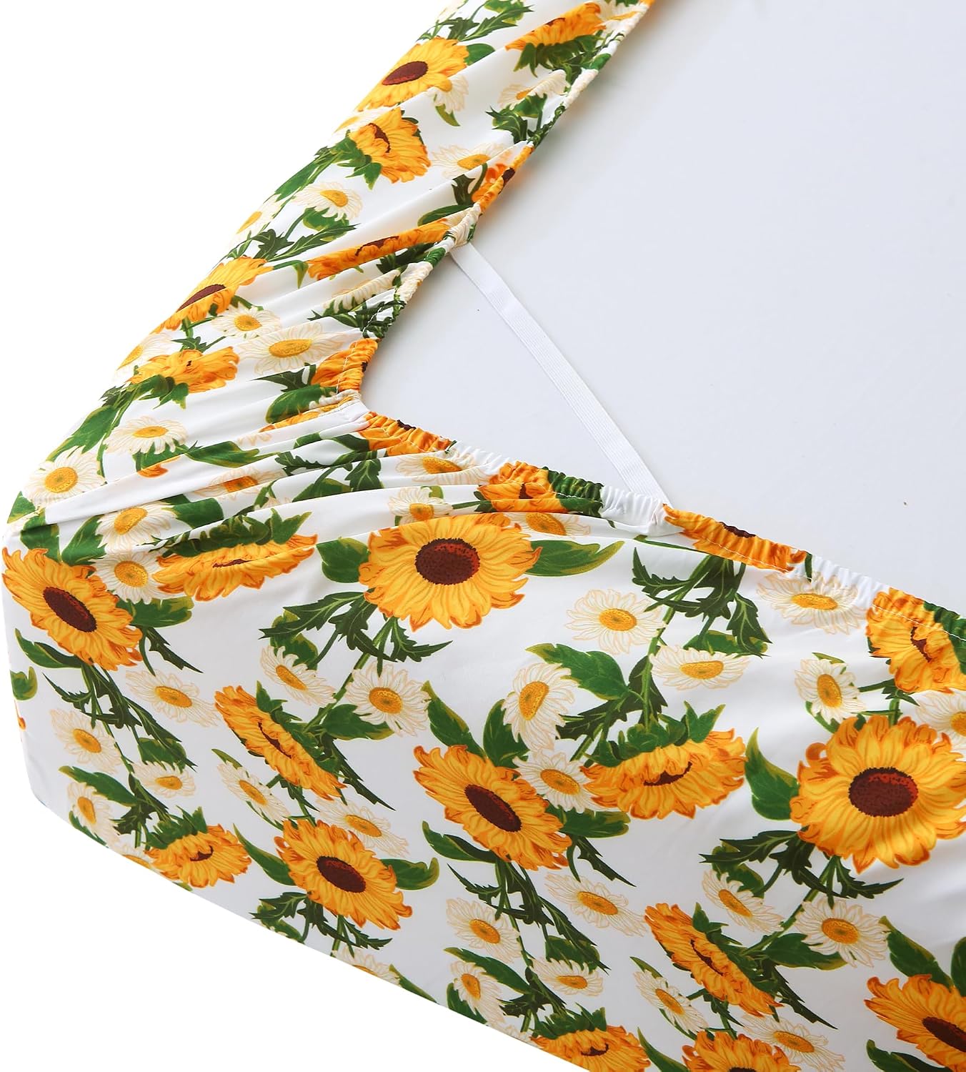 mooreeke Cozy Vintage Microfiber Printed Floral Twin Sheet Set - Soft & Breathable Yellow Sunflower Bed Sheets with Extra Deep Pocket - Non…