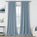 Nanspring Blue 100% Blackout Linen Curtains 108 Inches Long for Bedroom Back Tab Thermal Insulated Luxury Modern Farmhouse Decor Black Out…