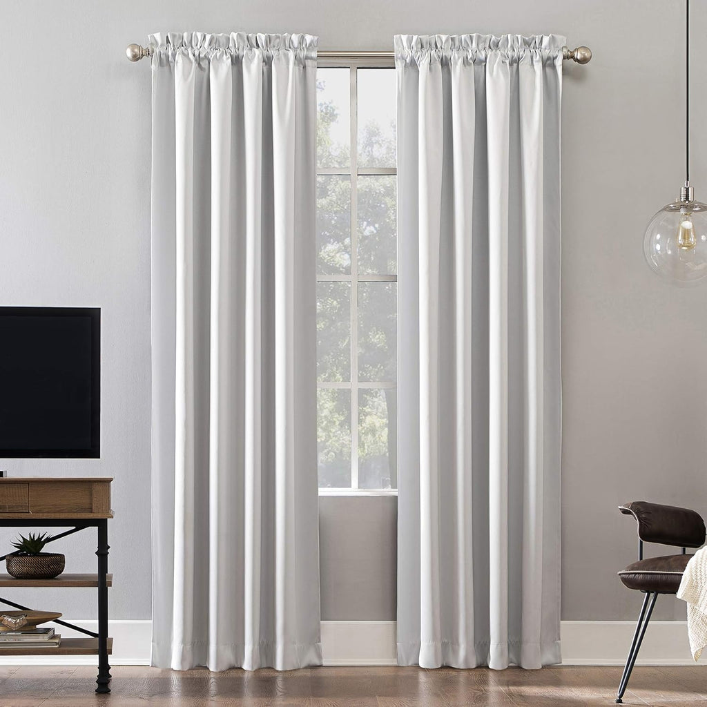 Sun Zero Oslo Theater Grade Extreme Total Blackout Rod Pocket Curtain Panel, 52" x 95", Pearl
