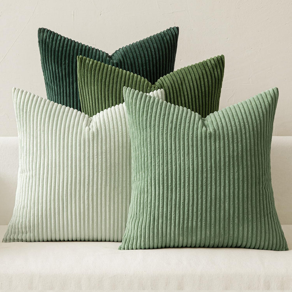 Miulee Boho Farmhouse Sage Green Throw Pillow Covers 20x20 Inch Set of 4 Mordern Nordic Cushion Covers Soft Corduroy Spring Home Decor for…