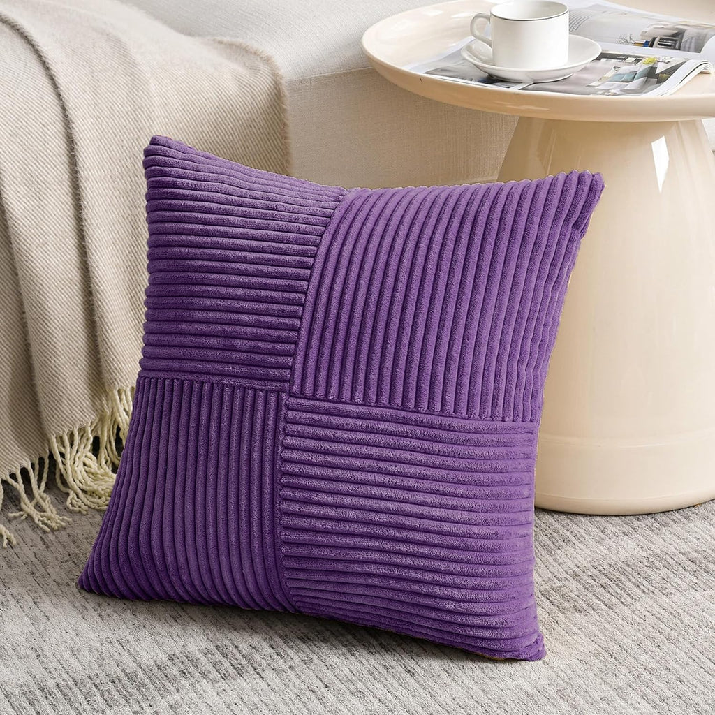 Fancy Homi 2 Packs Purple Big Decorative Throw Pillow Covers 24x24 Inch for Living Room Couch Bed, Farmhouse Boho Home Decor, Soft Corss…