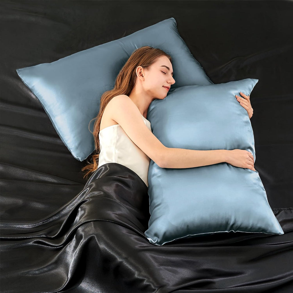 Infiixso Mulberry Silk Pillow Case for Hair and Skin, Silk Satin Pillowcase Standard Size with Hidden Zipper 20"x26", Extraordinary Smooth…