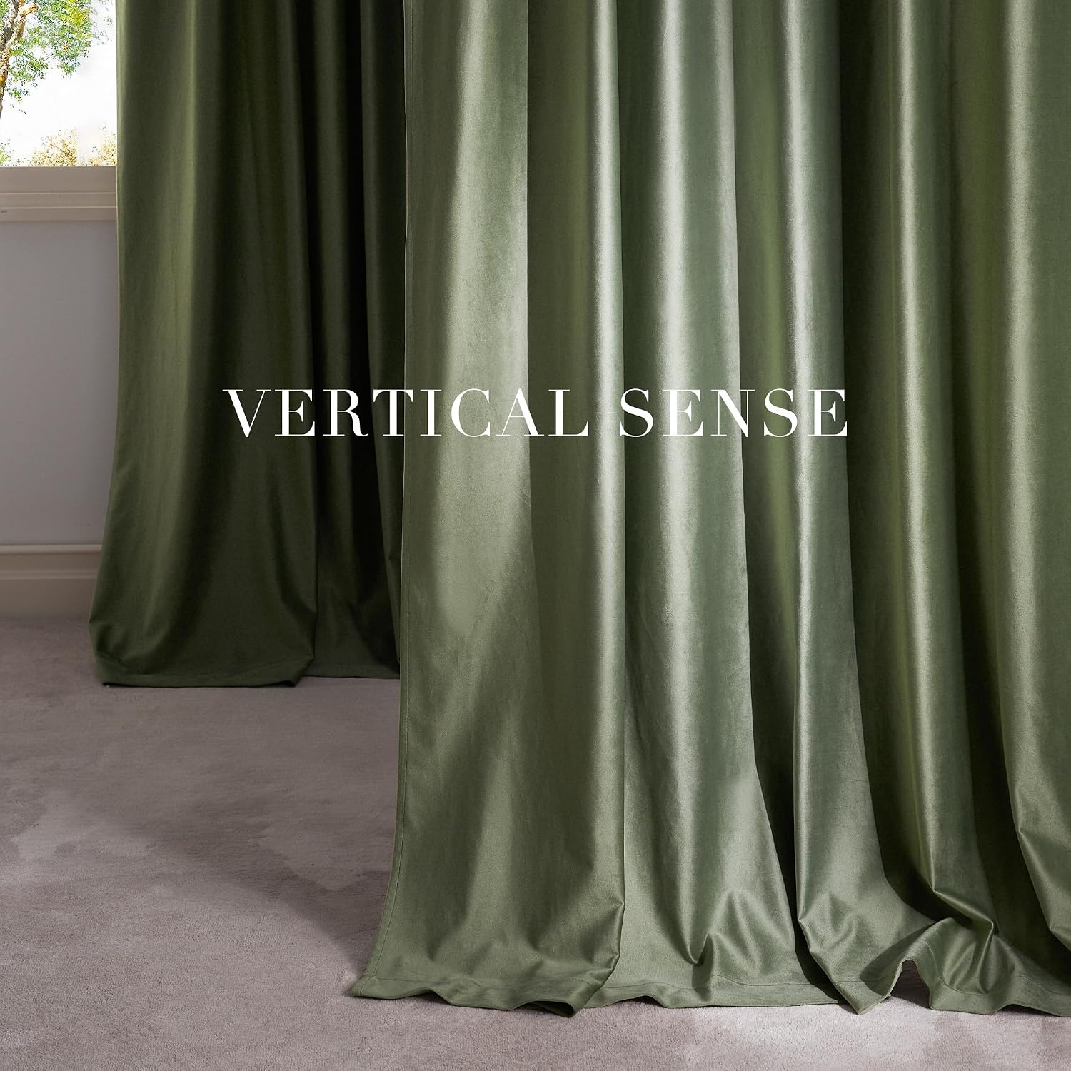 Nicetown Sage Green Velvet Living Room Curtains 90 inches Long, Rod Pocket & Back Tab Room Darkening Window Treatments Thermal Drapes for B…